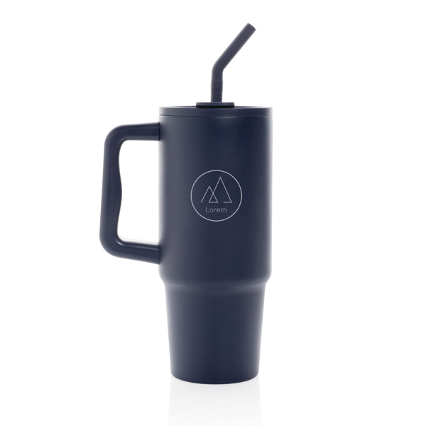 Mug 900ml en acier inoxydable recyclé Embrace RCS - Bleu Marine
