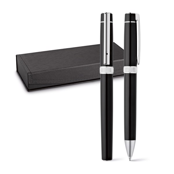 DOURO. Metal rollerball and ballpoint set with clip