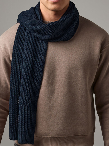 Classic Waffle Knit Scarf - Black