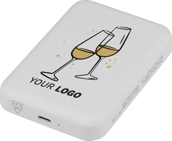 Recycled ABS wireless charger powerbank Miren - White