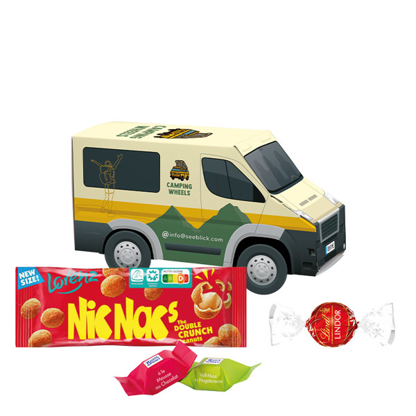 3D present van, Lorenz nut & fruit | 1 bag Lorenz Nut & Fruit mix, 40 g