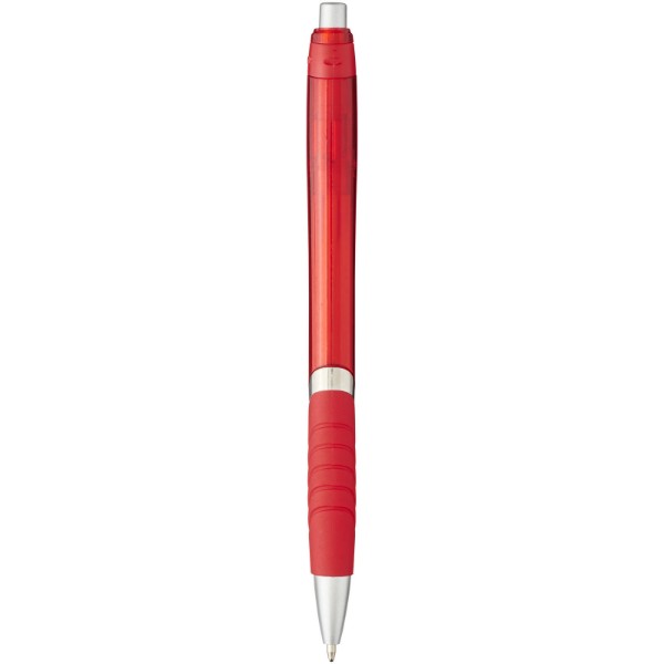 Turbo translucent ballpoint pen with rubber grip - Red