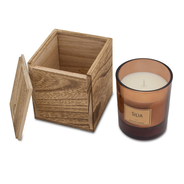 Silia candle in a wooden box