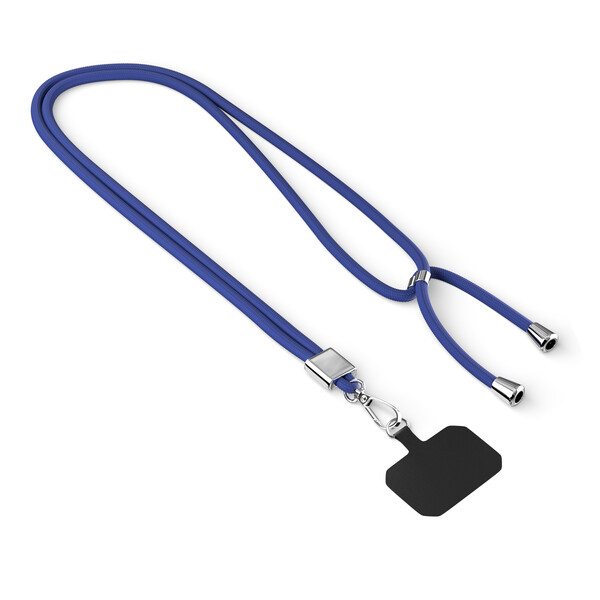 Crossbody, trendy 2-tone cord phone holder made of recycled polyester (rPET) - Dark Azure Blue / Silver accessories