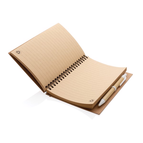 Cork spiral notebook with pen - White