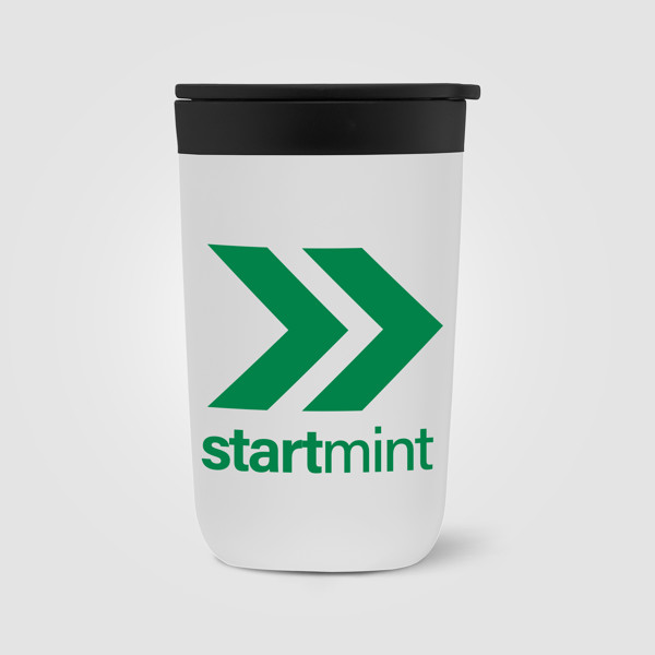 Gobelet Discovery en acier inoxydable avec doublure plastique – 415 ml - Blanc / Jet d’encre 4 couleurs