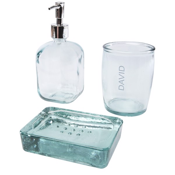 Jabony 3-piece recycled glass bathroom set