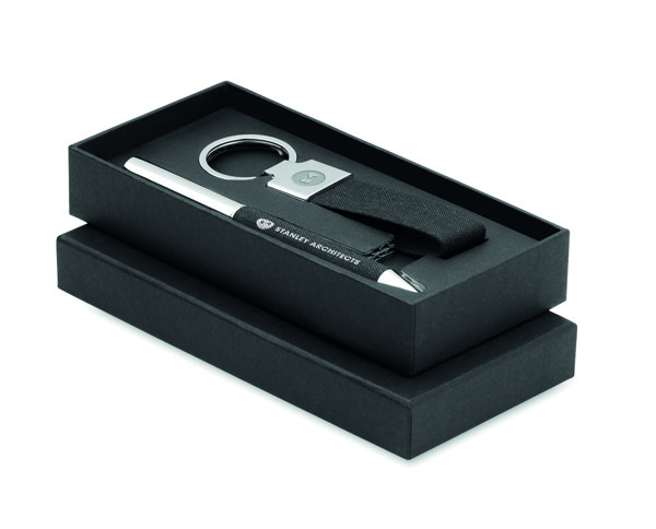 Scribi 2 gift set, metal pen, rpet keyring