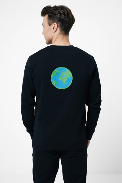 Sweater à col rond en coton recyclé Iqoniq Zion - Noir / L
