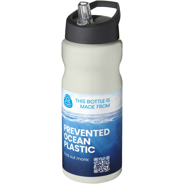 Garrafa desportiva com tampa com bico de 650 ml “H2O Eco” - Branco marfim / Preto liso