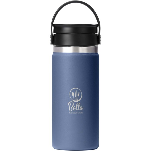 Bicchiere termico Hydro Flask Wide Mouth in acciaio inossidabile da 473 ml con tappo Flex Sip™ - Blu medio