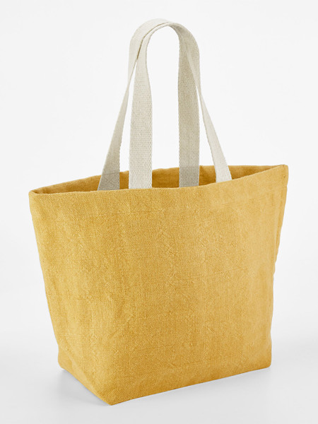 Soft Washed Jute Beach Bag - Saffron
