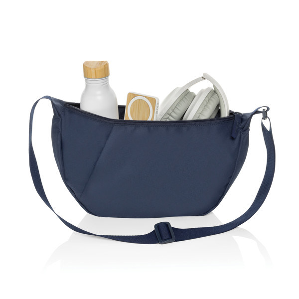 Sac bandoulière XL en rPET AWARE™ Crescent - Bleu Marine