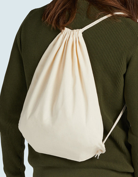 Baby Canvas Cotton Drawstring Backpack - Black / ONE SIZE