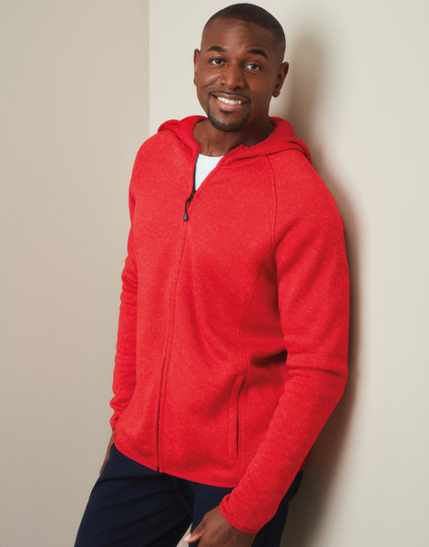 Lux Hooded Knit Fleece Jacket For Men - Black Opal Heather / 3XL