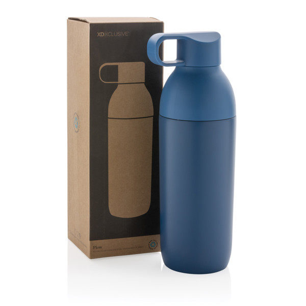 Bouteille iso 540ml en acier inoxydable recyclée Flow RCS - Bleu