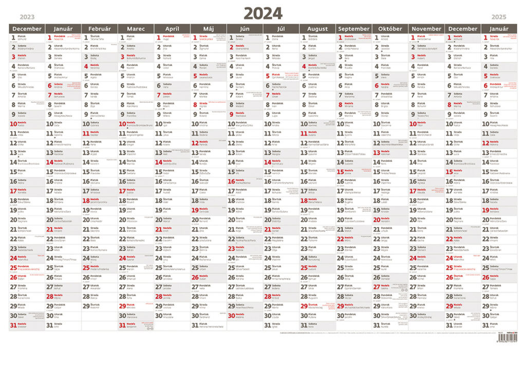 Plánovací Nástenný Kalendár Plánovací Rok A1 Bez Obrázku 2024