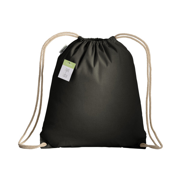 Organic Cotton Drawstring Bag With Reinforced Corners - Black