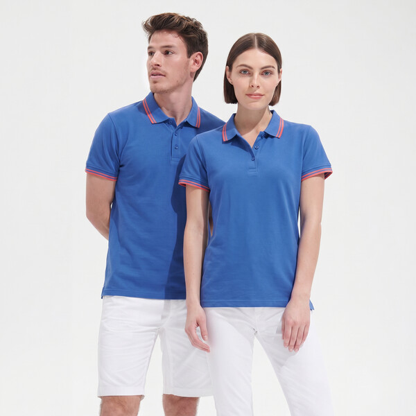 PASADENA pólo mulher 200g Pasadena Women - Azul Real / BrancoS