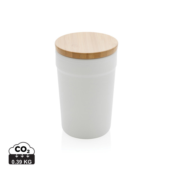 GRS certified recycled PP mug with bamboo lid - White