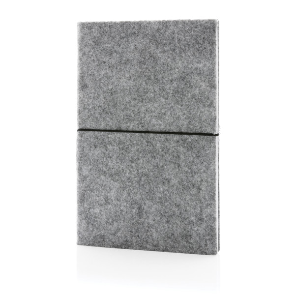 GRS certified recycled felt A5 softcover notebook - Grey