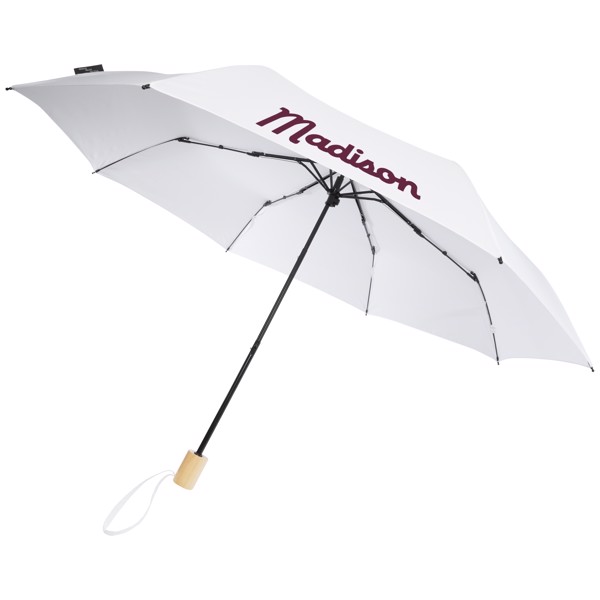 Parapluie 21" pliable windproof en PET recyclé Birgit - Blanc