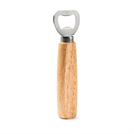 Abridor de botella personalizado de acero inoxidable con empuñadura de madera