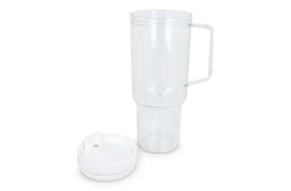 Miami mug with handle transparent 1.2 L R-PET - Transparent / White
