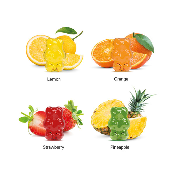 Jelly gums tetrahedron, foil white, Trolli fruit jelly bears with 30 % fruit juice | Foil: white