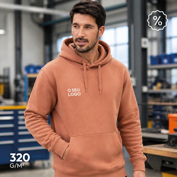 Sweatshirt com capuz - castanho claro