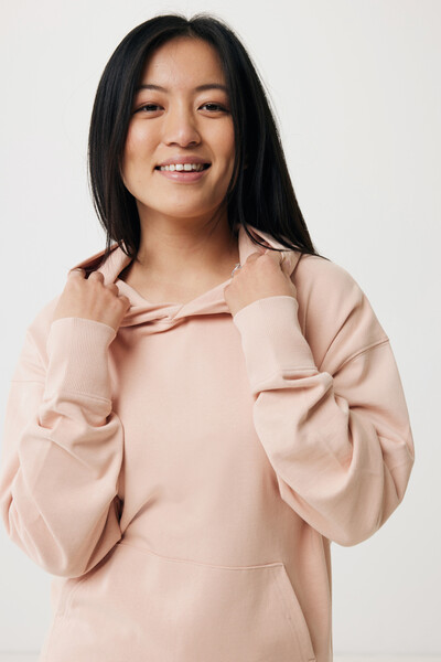 Iqoniq Yoho recycled cotton relaxed hoodie - Peach Nectar / L