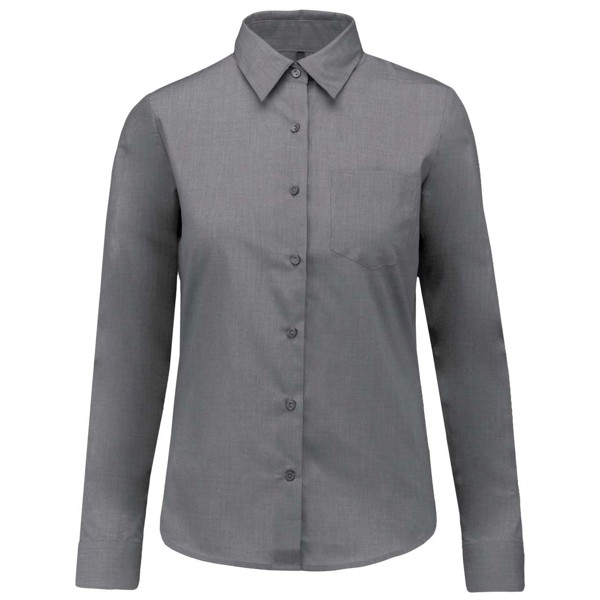 Jessica - Ladies' Long-Sleeved Shirt - Marl Storm Grey / 4XL