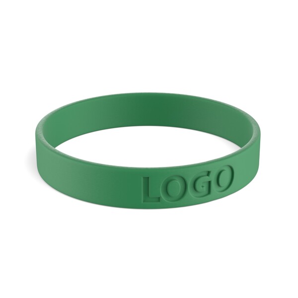 Customised silicone wristbands (12mm width) - Vibrant Green / 18x1.2x0.2cm