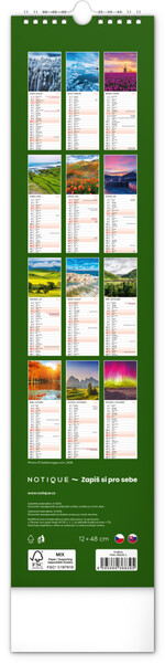 Notique Nástěnný Kalendář Krajina 2027, 12 x 48 cm