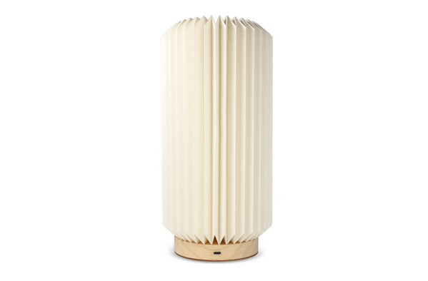 Coollux foldable paper LED lamp Aurora Tall on wooden base, 32cm - Nature