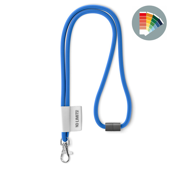 Polyester 2-tone cord lanyard with full colour label - Own PMS / Metal carabiner / Safety breakaway