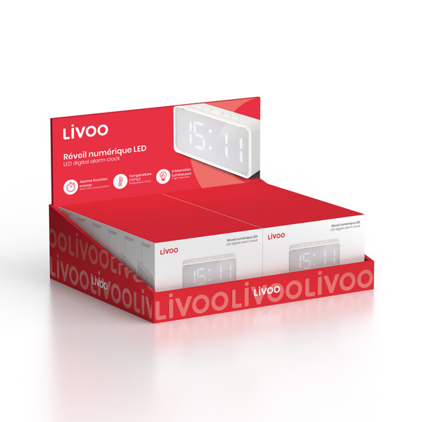 Présentoir de 12 réveils LED