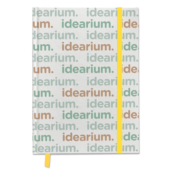Carnet A5 à couverture rigide en papier avec feuilles imprimées selon votre design - Quadri / Jaune doré / Jaune vif