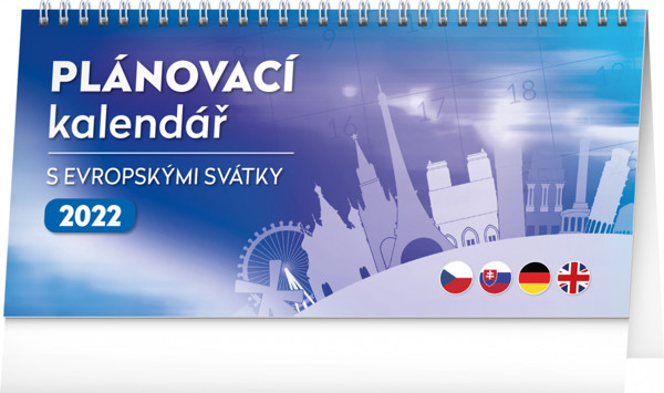Stolový kalendár plánovací s európskymi sviatkami 25 x 12,5 cm