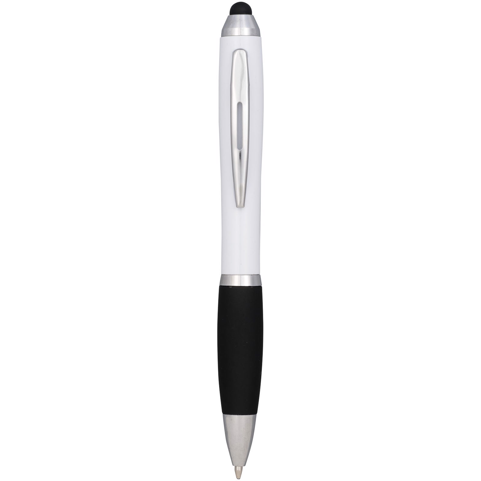 Kuličkové pero a stylus Nash s černým úchopem - Bílá / Černá