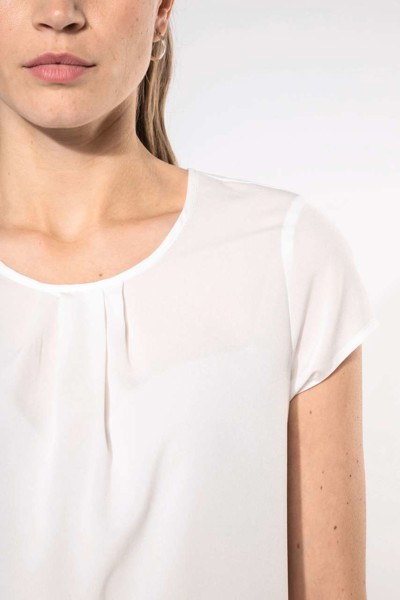 Ženska krep bluza kratkih rukava - Off Bijela / 38