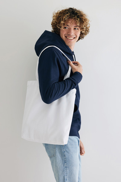 Sac tote en coton recyclé avec soufflet Impact AWARE™ - Blanc