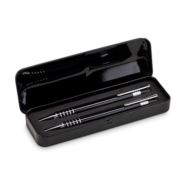 Set stylo bille étui métal Alucolor - Noir