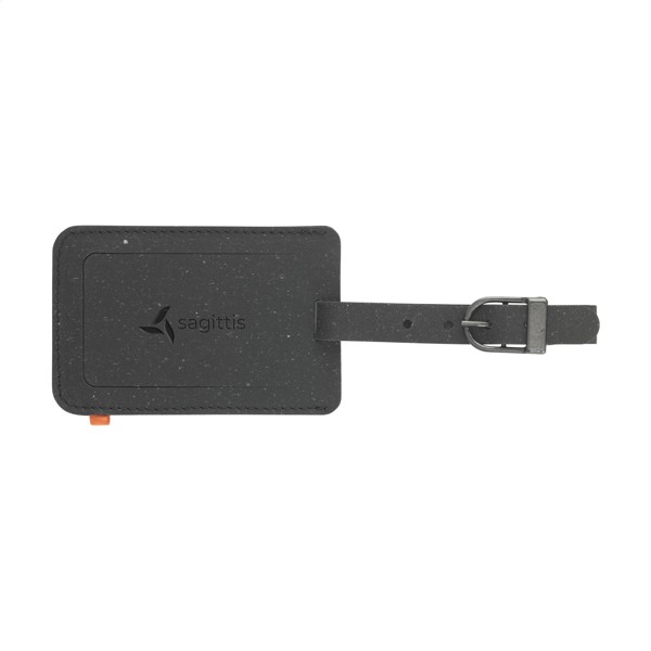 Recycled Leather Luggage Tag - Black