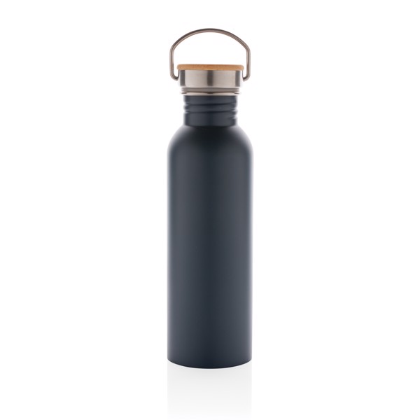 Bouteille en acier inoxydable avec couvercle en bambou - Bleu