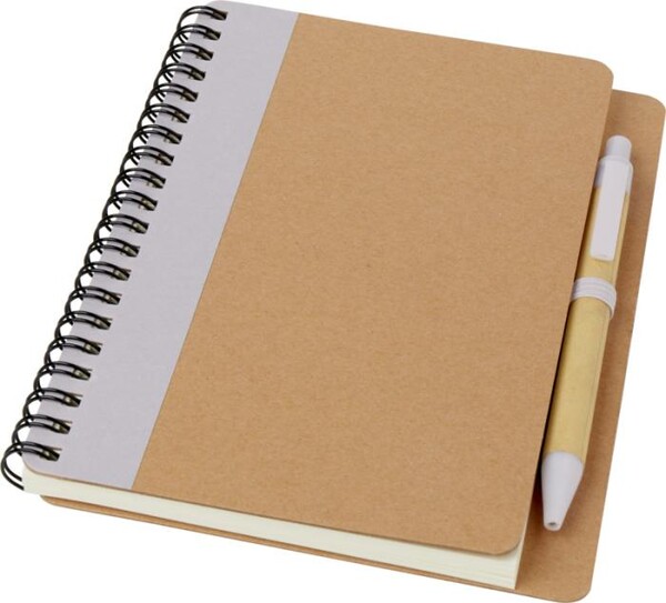 Bloco de notas de papel reciclado com caneta Priestly 