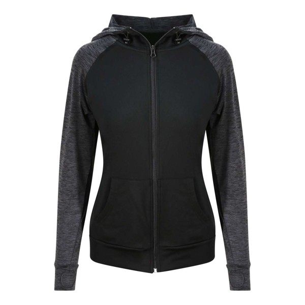 Women's Cool Contrast Zoodie - Black / Black Slate Melange / XS