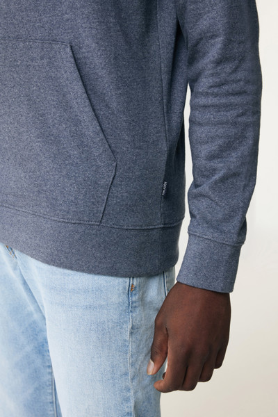 Sweat à capuche en coton recyclé et non teinté Iqoniq Torres - Heather Navy / L
