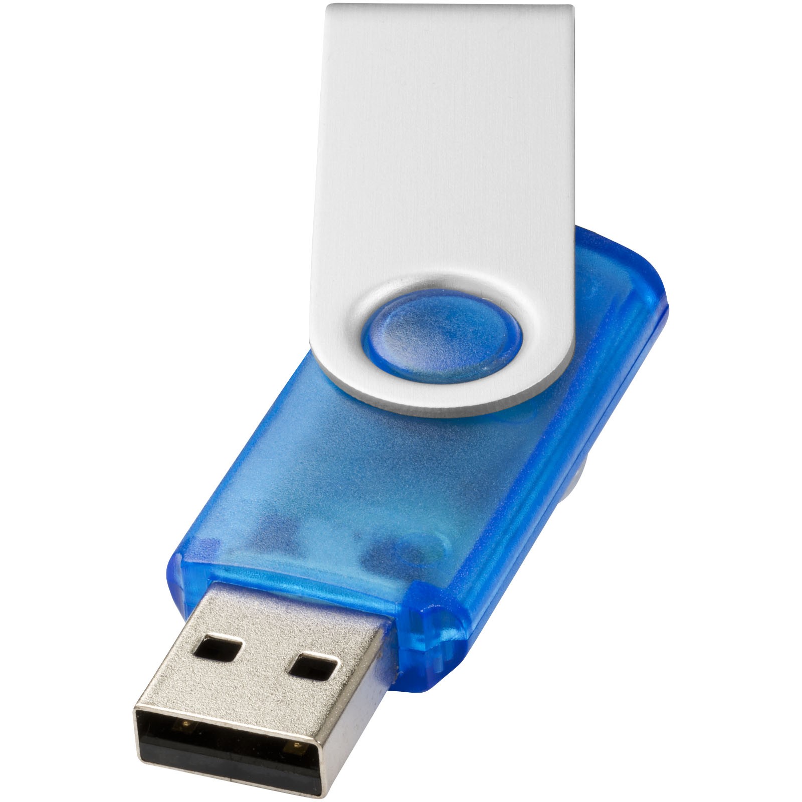 USB ključ Rotate-translucent 4GB - Transparent Blue / Silver