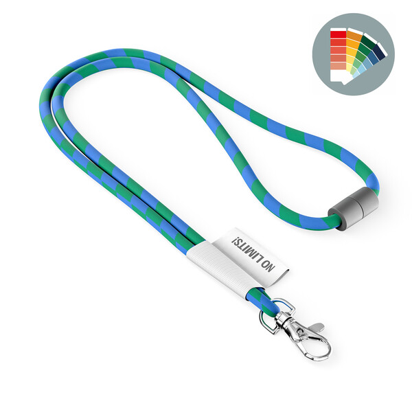 Polyester Lanyard mit 2-farbiger Kordel und Full Color Label - Eigenes PMS / Eigenes PMS / Metallkarabiner / Sicherheitsverschluss